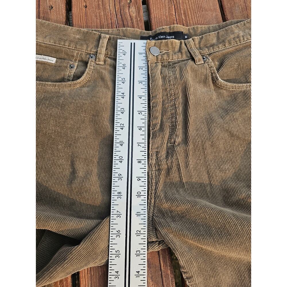 Calvin Klein Corduroy Jean’s Men’s 34 Brown Straight Leg Flat Front Pants - Picture 7 of 11